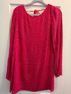 Hot Pink show me your mumu beaded mini dress